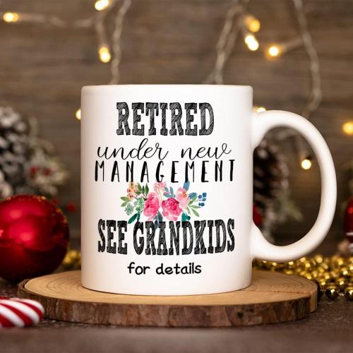 Fatbaby Retirement Gifts for Women,Retired Under New Management See Grandkids For Details Coffee Mug,Happy Retirement Mug for Women 2026,Funny Retired Gifts for Coworker