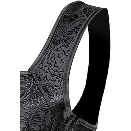 ADELCE Women's Lace up Gothic Jacquard Shoulder Straps Tank Overbust Shaper Corset Bustiers Top Medium