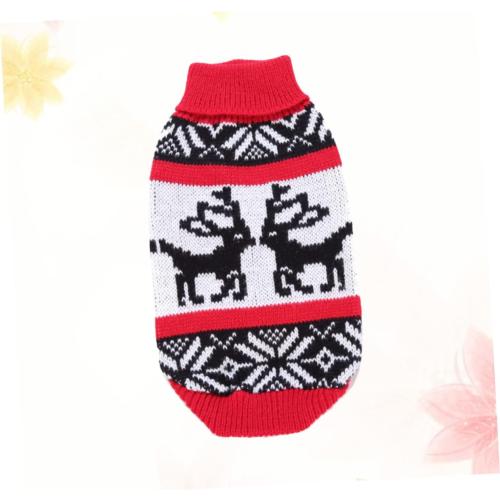 Milisten Adorable Pet Christmas Elk Sweater Dog Turtleneck Sweater Festive Knitted Dog Pajamas Winter Warm Pet Outfit Size m 2 pk