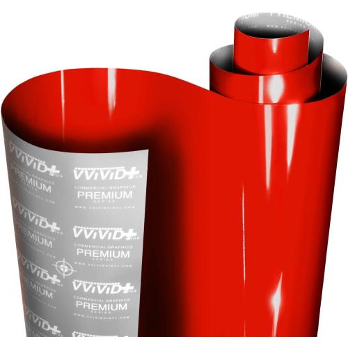 VViViD  Ultra Gloss Racing Red Vinyl Car Wrap Premium Paint Replacement Film Roll with Nano Air Release Technology, Stretchable Protective Cap Liner, Self Adhesive (10ft x 5ft)