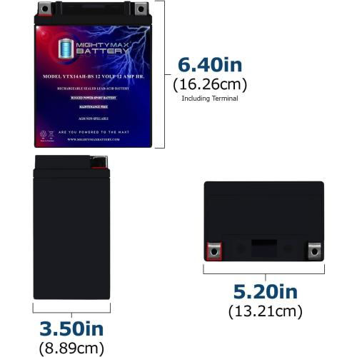 Mighty Max Battery YTX14AH 12V 12AH Battery for Polaris 500 Sportsman HO '96-'13