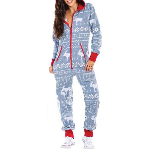 ECDAHICC Women‘s Cozy Christmas Adult Onesies Hooded Pajamas Sleepwear Unisex Holiday One Piece Jumpsuit