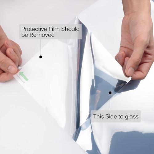 KESPEN Window Privacy Film One Way Daytime Privacy Static Cling Sun Blocking Anti UV Reflective Window Tint for Home and Office, Black-Silver, 17.5 Inch X 6.5 Feet