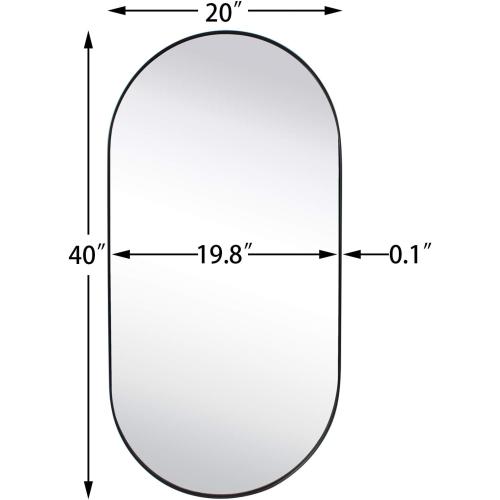 TEHOME Brushed Gold Oval Bathroom Mirror 20x40'' Pill Shaped Oblong Vanity Mirror Metal Framed Capsule Mirror for Wall in Stainless Steel Rounded Mirrors for Wall Mounted
