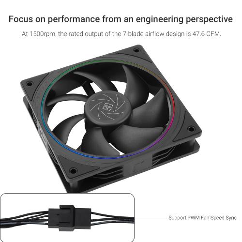 Thermalright TL-S12 CPU Fan 120mm case Cooler Fan, ARGB 5V 3-pin and 4-pin PWM Silent Computer Fan, fine Aperture Light Effect for case CPU Liquid Cooler and CPU air Cooler, Quiet CPU Computer Fan