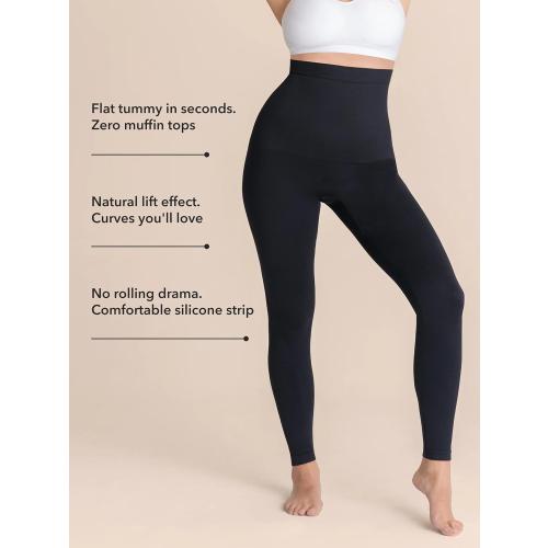 SHAPERMINT High Waisted Tummy Control Compression Leggings for Women - Petite to Plus Size Womens Leggings Non See Through