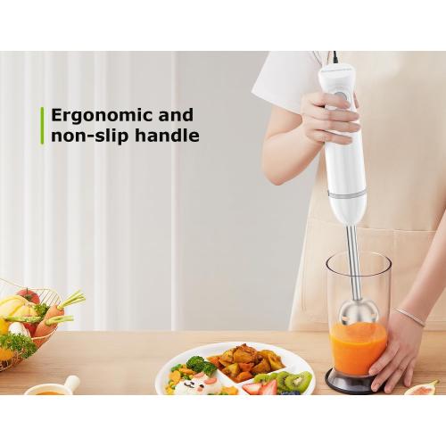 Bonsenkitchen Hand Blender, Immersion Blender with 2 Mixing Speed, Electric Portable Handheld Stick Mixer with Stainless Steel Blades for Soup, Smoothie, Puree, Baby Food, White