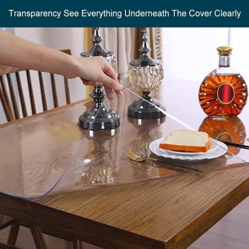 42 X 90 inch Large Clear Plastic Tablecloth Vinyl Rectangle Wood Furniture Wipeable Table Cloth Protector Thick Countertop Protective Cover PVC Desk Dining Glass Tabletop Protection Pad Easy Clean
