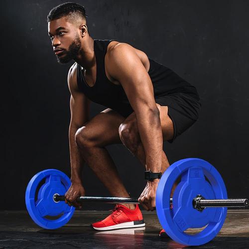 Color Coded 2-Inch Rubber Coated Olympic Grip Plate for Barbell,Solid Cast Iron Weight Plates for Strength Training,Weightlifting,Crossfit, Home Gym, 2.5/5/10/15/25/35/45 LB, Single and Pair