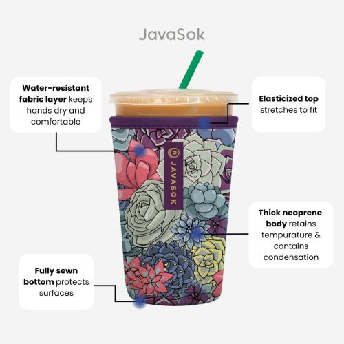 Sok It JavaSok Iced Coffee & Cold Soda Insulated Neoprene Cup Sleeve (After Dark, Medium: 22-28oz)