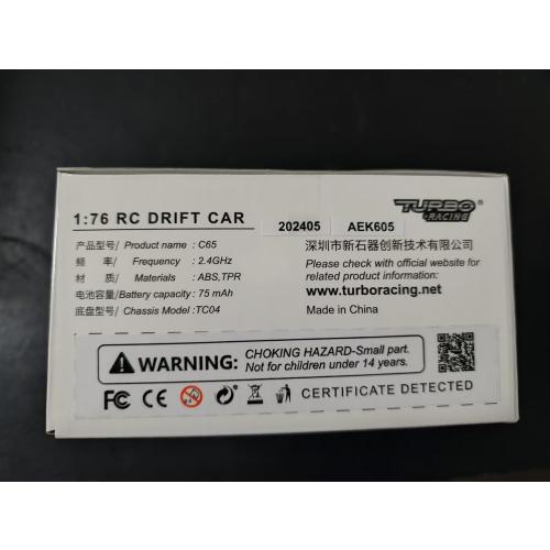 Turbo Racing 1:76 Scale Drift RC Car with Gyro Mini Full Proportional RTR 2.4GHZ Remote Control with 2 Replaceable Body Shell (C65-GREY)