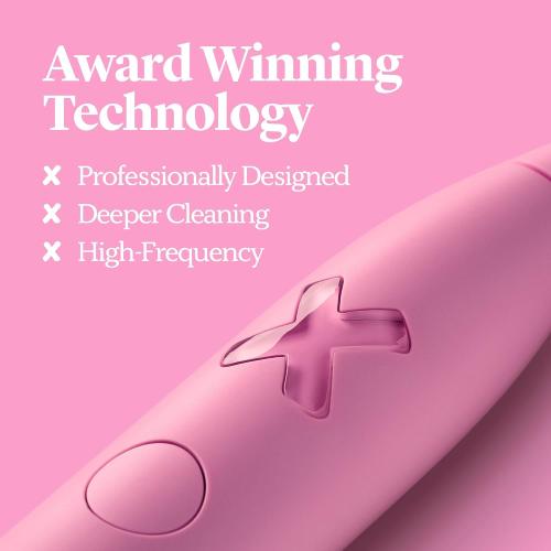 Made by Dentists PRO‑X Sonic Electric Toothbrush for Adults – 70‑Day Battery on One Charge, Dentist‑Designed Whitening Rechargeable Toothbrush, 3 Brush Heads & Travel Case, 3 Modes, Pink