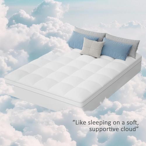 Dual Layer 4.5 Inch Memory Foam Mattress Topper Queen, 2.5 Inch Cooling Memory Foam, 2 Inch Thick Pillow Top Mattress Pad Cover for Hard Bed, Soft Fluffy & Pressure Relief & Medium Support