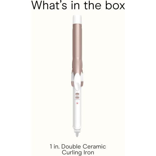 Conair Double Ceramic 1-Inch Curling Iron, 1-Inch Barrel Creates Classic Curls, Hair Curler for Use on Short, Medium, & Long Hair, White/Rose Gold