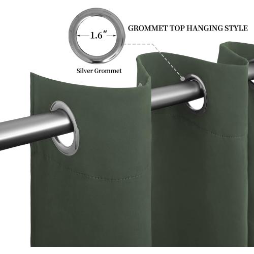 Easy-Going Blackout Curtains for Bedroom, Solid Thermal Insulated Grommet and Noise Reduction Window Drapes, Room Darkening Curtains for Living Room, 2 Panels (52x46 in,Greyish Green)