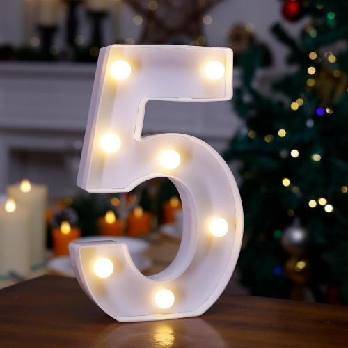 LED Light Up Number Letters, Marquee Numbers Lights Sign - Number 5 | Decorative Lighted Letter, Battery Powered LED Letter Lights for Night Light, Wedding, Birthday, Party, Bar or Home Decor