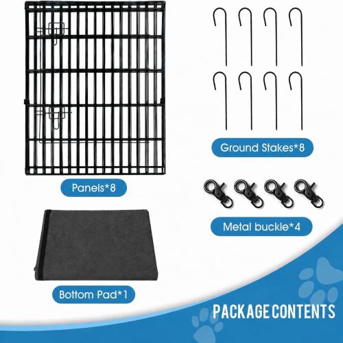Peekaboo Dog Playpen 36 Inch, 8 Panel Metal Pet Fence with Bottom Pad | 36 Inch 8 Panel Rustproof Foldable Metal Dog Playpen with Waterproof Bottom Pad
