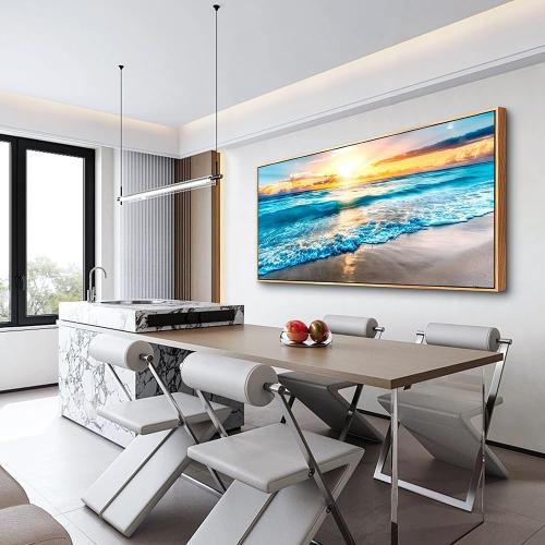 MHARTK66 Canvas Prints - Blue Beach Scenery Wall Art for Living Room & Bedroom - Modern Office Decorations