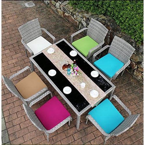 Outdoor Seat Cushion Cover Water Repellent Square Chair Cushion Cover-Only Cover Teal (2 Covers)