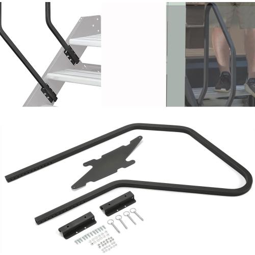 koxuyim RV Handrail Fit for Any Generation 3 Triple Or Quad Solid Step | for 5th Wheel Rvs Travel Trailers Steel 3 or 4 Step 799640, Entry Assist , Rails for RV Stairs Steel, No Drilling Required