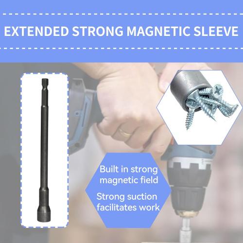 YXQ 2Pcs 10mm Hex Nut Driver Magnetic Extension Socket Drill Bit Holder, Power Nut Driver Bit Set 1/4 Quick-Change Hex Shank Drill Bit Holder for Electric Dril,150mm Length