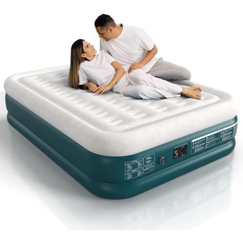 Queen Air Mattress Built in Pump Raised 18 Queen Air Mattress Queen Inflatable Mattress 2 Minutes Fast Inflate/Deflate Blow up Mattress Air Bed for Home Guest & Outdoor