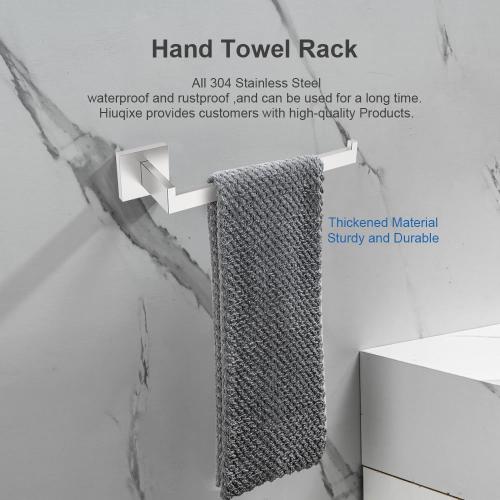 Silver 5-Piece Brushed Nickel Bathroom Hardware Set, Wall Mounted Thickened 304 Stainless Steel Towel Holder Set, Featuring 23.6 Towel Bar, Hand Towel Rack, Toilet Paper Holder, and 2 Towel Hooks