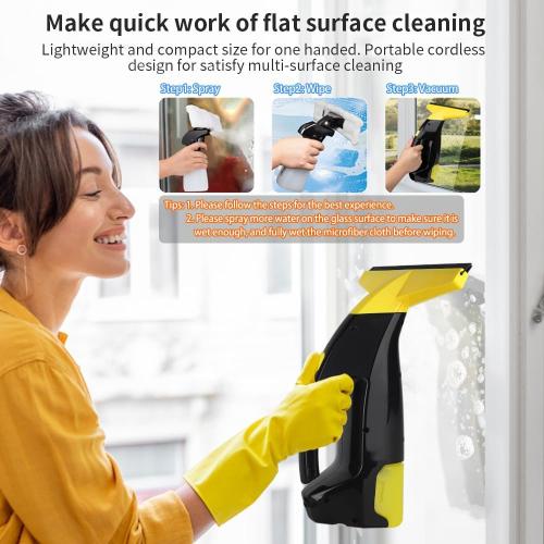 Size 200ml Rechargeable Window Vac, Power Window Vacuum Cleaner Set, Window Squeegee Electric Cleaning Tool for Windows, Tiles, Mirrors, 200ml Water Tank