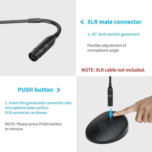 BOYA Desktop Gooseneck Condenser Microphone 18 Podium Microphones with Base LED Indicator XLR Mic for Meetings Video Conferences Streaming Lectures BY-GM18CB