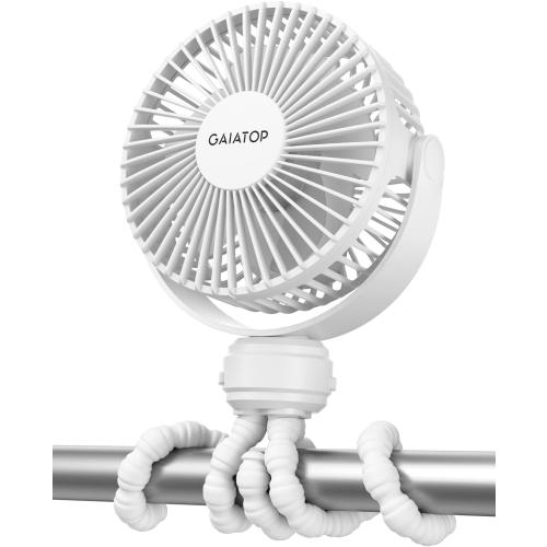 Gaiatop Mini Portable Stroller Fan, Small Clip on Fan 3 Speed Rechargeable