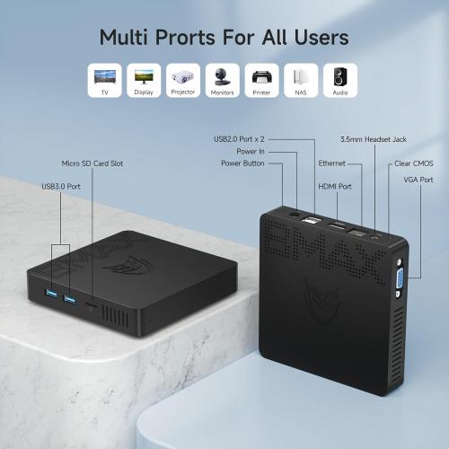 Bmax Mini PC B1 Pro Intel Gemini Lake N4000 (Up to 2.6GHz), 8GB LPDDR4 128GB eMMC Support M.2 SSD Expansion (512GB/2TB), 4K Dual Display 2.4G/5G WiFi & BT4.2 Mini Desktop Computer for Home/Office