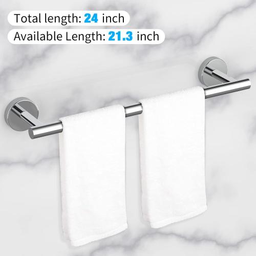 Cilee 2 Pieces Polished Chrome Bathroom Towel Bar, 24 Inch Double Towel Racks,Bathroom Towel Holder Towel Bar for Bathroom Stainless Steel Wall Mount