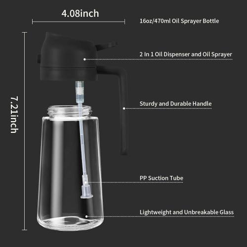 Oil Sprayer for Cooking, 2 In 1 Oil Dispenser and Oil Sprayer (Black)