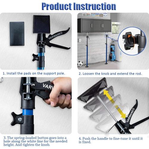 Support Pole, Steel Telescopic Quick Adjustable 3rd Hand Support System, Support Rod, Supports up to 154 lbs Construction Rods for Cabinet Jacks Cargo Bars Drywalls Extends from 49 Inch to 114 Inch
