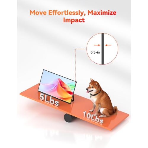 HotYeah 23.8 100Hz Portable Monitor, 1080P FHD 100% sRGB IPS USB-C HDMI Large External Monitor, Home Gaming 2nd Screen w/180° Adjustable Kickstand for MacBook, Laptop, PC, Phone, Tablet, Switch, PS5