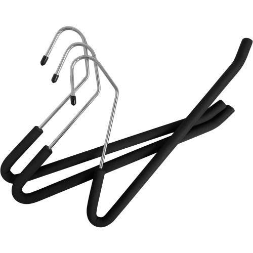 Open Ended Pants Hangers, 10 Pack Non-Slip Foam Padded Pants Hangers Space Saving Heavy Duty for Jeans, Trousers, Slacks