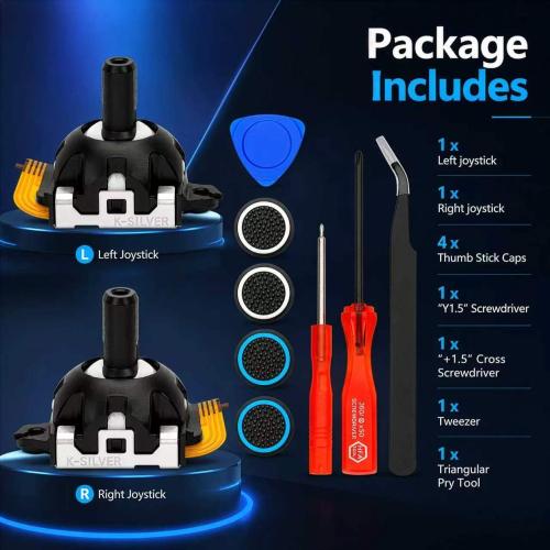 2-Pack Joystick Replacement Kit for PlayStation Portal PS Portal Console/PS5 VR2,Analog Thumb Stick Repair Hall Effect Joystick for PS5 Portal/PSVR2 Controller(Left and Right Joystick)