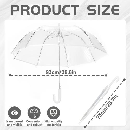 10 Pcs Clear Umbrellas Wedding bulk, Transparent Umbrellas, Windproof Large Clear Umbrella for Outdoor Events, Wedding Supplies