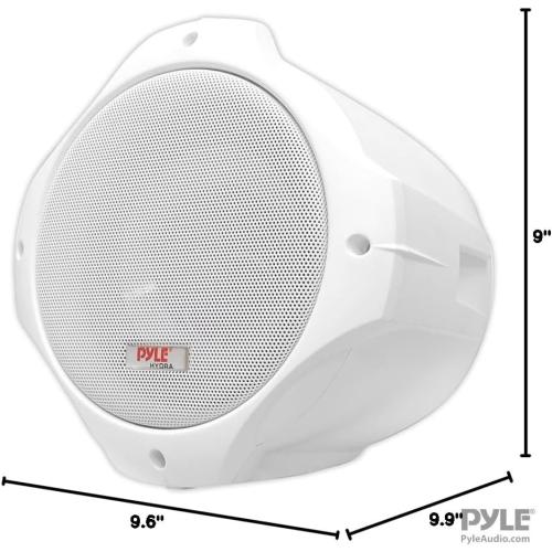 Pyle Waterproof Marine Wakeboard Tower Speakers - 8in Dual Subwoofer Speaker Set and 1” Tweeter with 300 Watt Power - 2-way Boat Audio Stereo System with Mounting Bracket - 1 Pair - Pyle PLMRW85