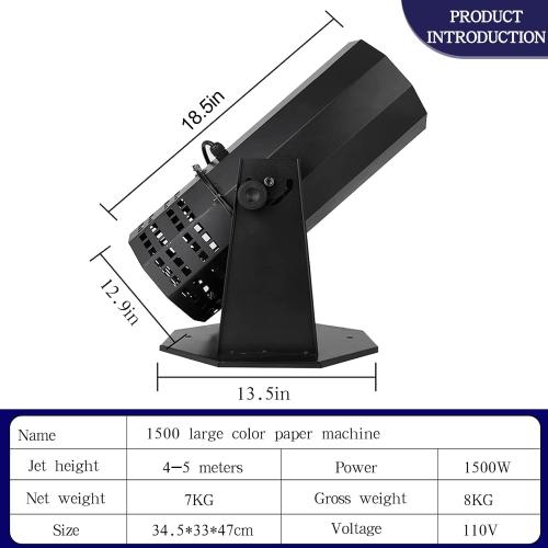 Black Professional Electric Confetti Machine - DMX Control Digital Confetti Cannon with Remote for DJ Party Nightclub Wedding Stage Concert Event Show Christmas