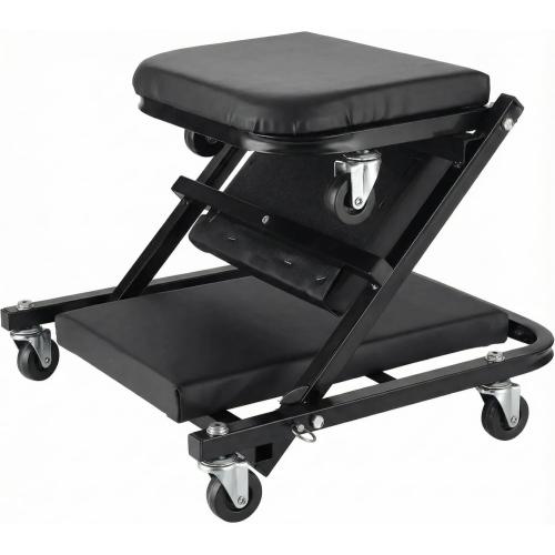 WEEK NINE 36 Inch Foldable Z Creeper Seat, 2 in 1 Rolling Chair and Work Bench for Garage Auto Repair, 330 LBS Capacity, Black