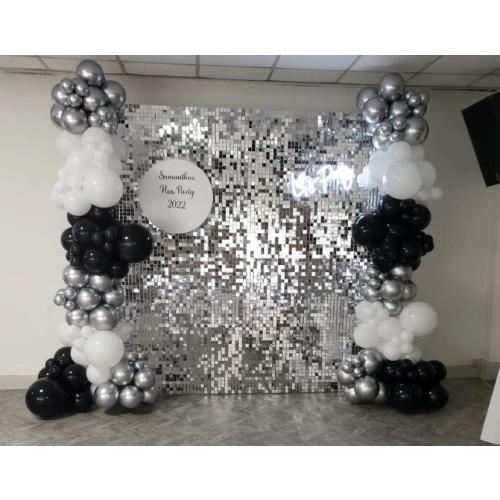 Silver Shimmer Wall Backdrop Panel - Decorations Panel | Wedding, Birthday, Anniversary, Engagement & Bridal Shower Party Decor (48pcs)