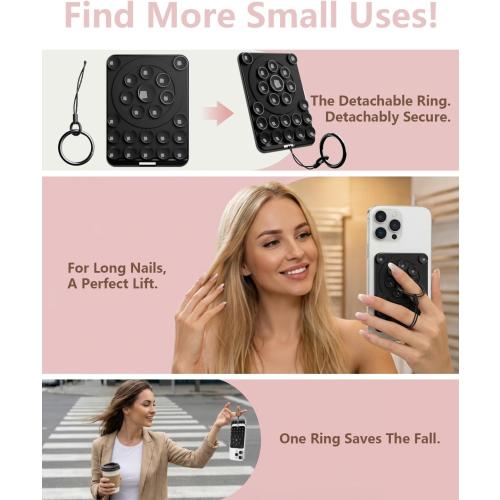 Sembo Magnetic Suction Phone Mount for MagSafe Case, Silicone Octo Cup Buddy Sticky Grip Holder for iPhone, Removable Hands-Free Selfie/Video for TikTok Influencers, Women Gift (Metal Black)