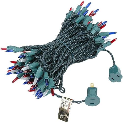2Pack......Lights  Traditional Incandescent Mini Lights, Red/White/Blue on Green Wire with 6 Spacing, Commercial Grade and UL Listed for Indoor/Outdoor Use, End-to-End Connectable