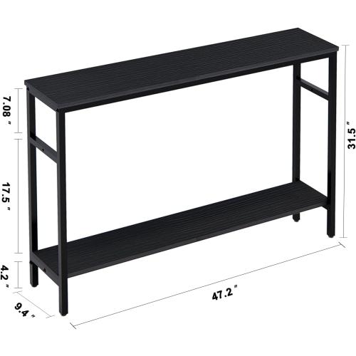 Timberer Narrow Console Table, 47 Inch Sofa Table with Adjustable Shelf, 2-Tier Long Skinny Table for Hallway, Entryway, Living Room, Foyer, Black ‼️small scratches‼️