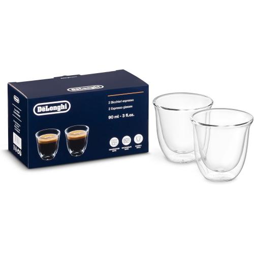 DeLonghi 3oz Espresso Double Wall Thermal Glasses, Set of 2