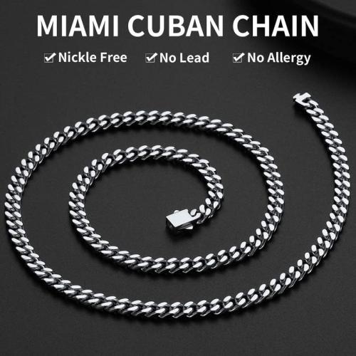 ChainsHouse Stainless Steel Mens Cuban Link Chain, Black/ 18K Gold Plated Miami Cuban Chain Necklace, 5mm/7mm/9mm/12mm/14mm Width, No Tarnish& Durable Hip Hop Mens Jewelry, 18-30, Send Gift Box