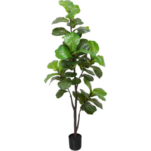 Artificial Fiddle Leaf Fig Tree 6ft, Large Faux Plant Fake Ficus lyrata Silk Trees with Pot for Indoor Outdoor House Living Room Office Home Decor