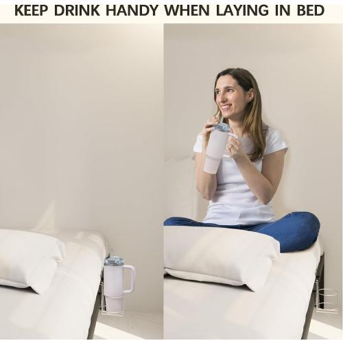 Cup Holder for Bed (Diameter: 4.1IN) Drink Holder Water Bottle/Glass Organizer for Wood Dorm Room Bunk Bed Crib, Metal Toddle Bed,Loft Bedside, Headbed, Car,Office Desk Partition