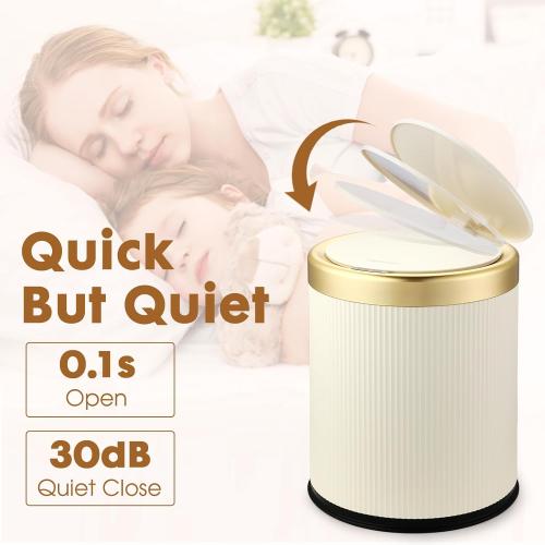 Automatic Motion Sensor Bathroom Trash Can with Lid, 2.8 Gallon Touchless Trash Garbage Bin Small Mini Trash Cans Trashcan -White